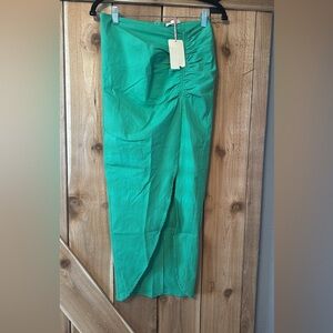 Green Ruched Pencil Skirt